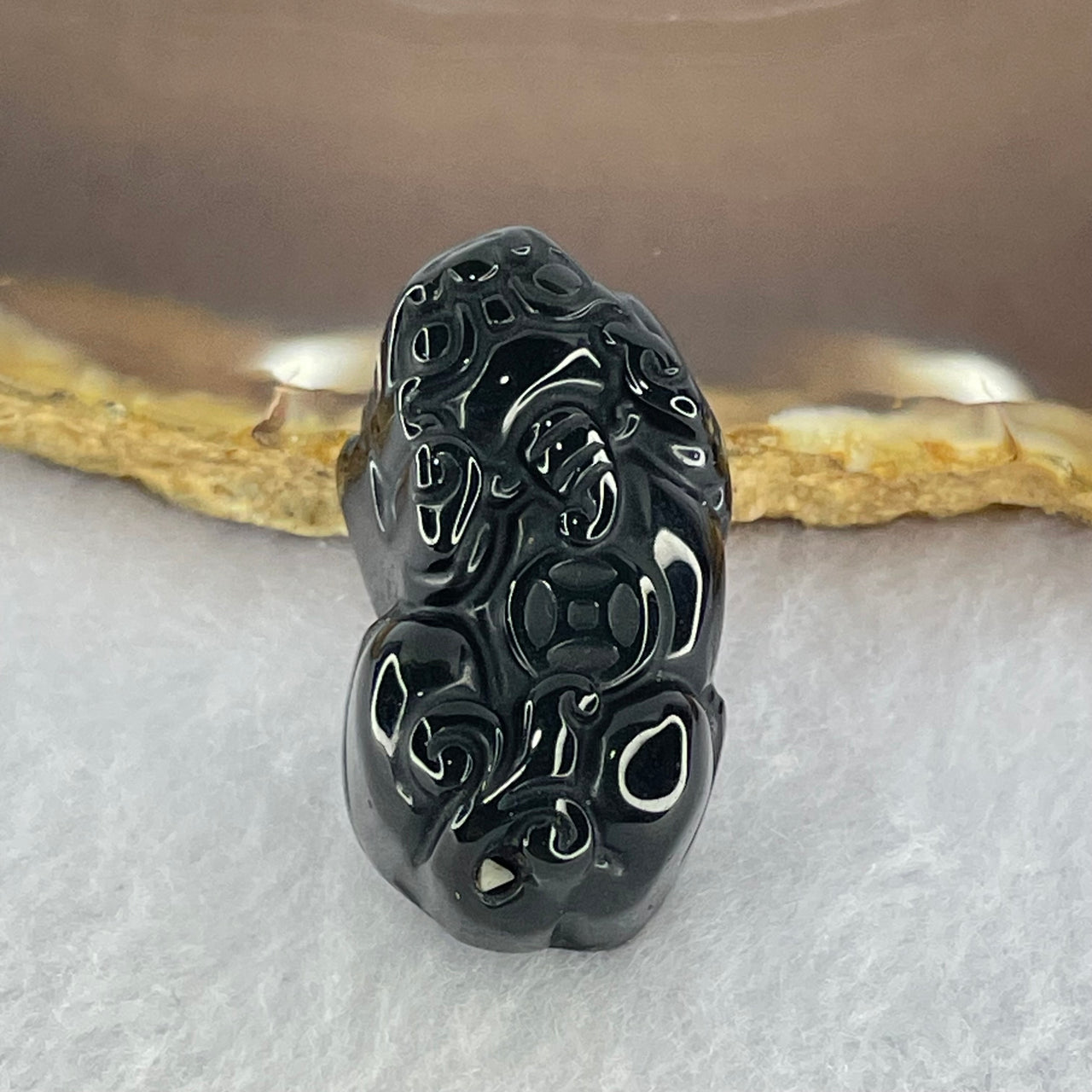 Black Obsidian Pixiu Charm 12.73g 32.7 by 18.3 by 13.8mm