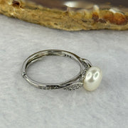 Natural Pearl with Crystals In 925 Sliver Ring (Adjustable Size) 2.34g 8.2 by 6.0mm - Huangs Jadeite and Jewelry Pte Ltd