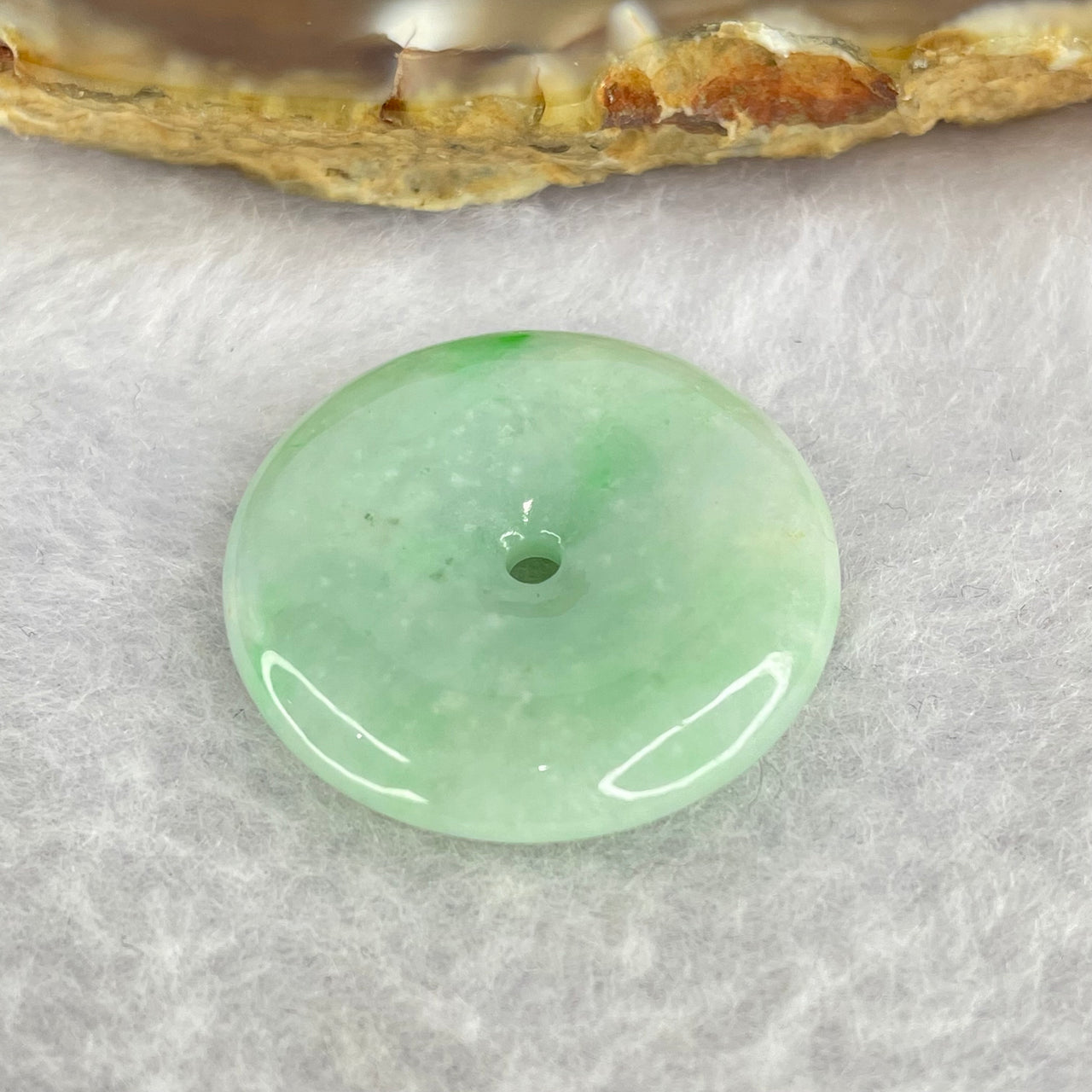 Type A Spicy Green Ping An Kou Jadeite 6.43g 24.7 by 5.2 mm - Huangs Jadeite and Jewelry Pte Ltd