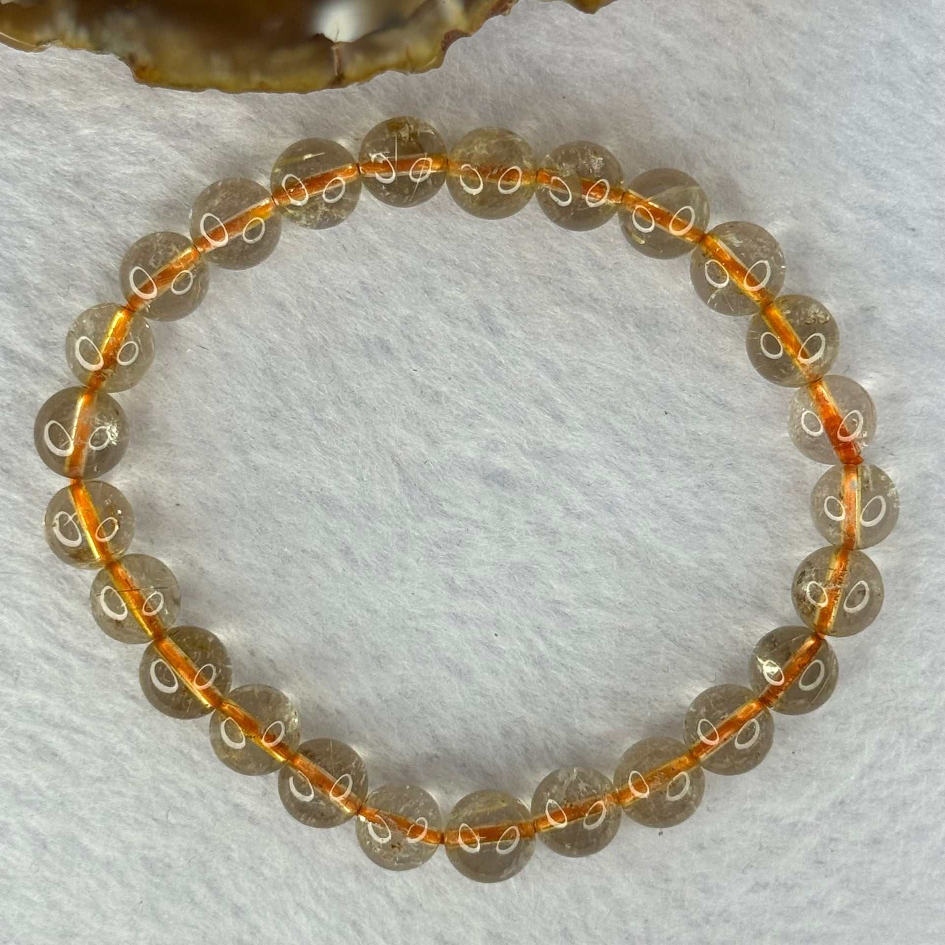 Natural Golden Rutilated Quartz Beads 天然金发水晶手链 15.52g 16cm 7.9mm 25 Beads - Huangs Jadeite and Jewelry Pte Ltd