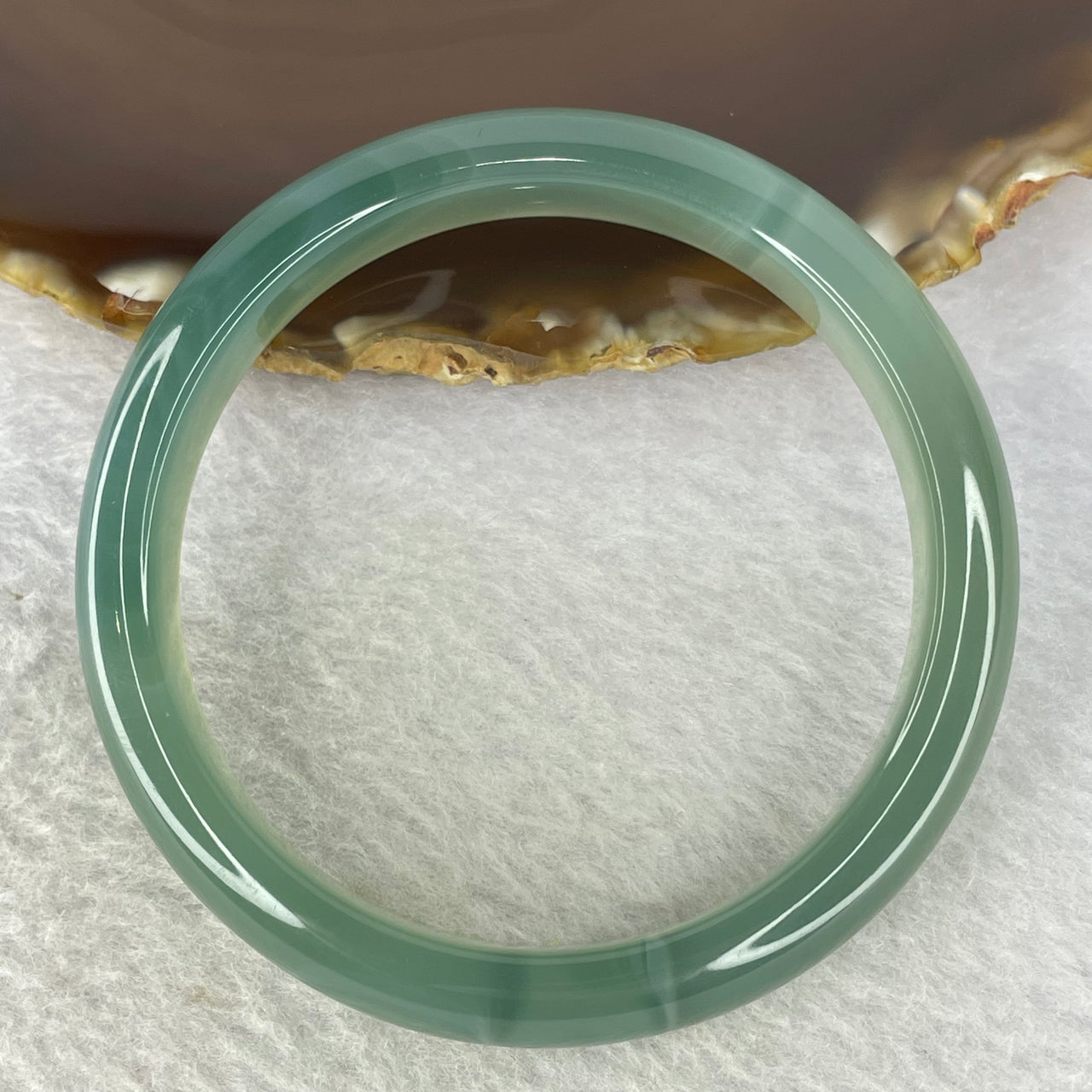 Natural Green Chalcedony Bangle 35.53g 11.9 by 7.3mm Inner Diameter 56.5mm - Huangs Jadeite and Jewelry Pte Ltd