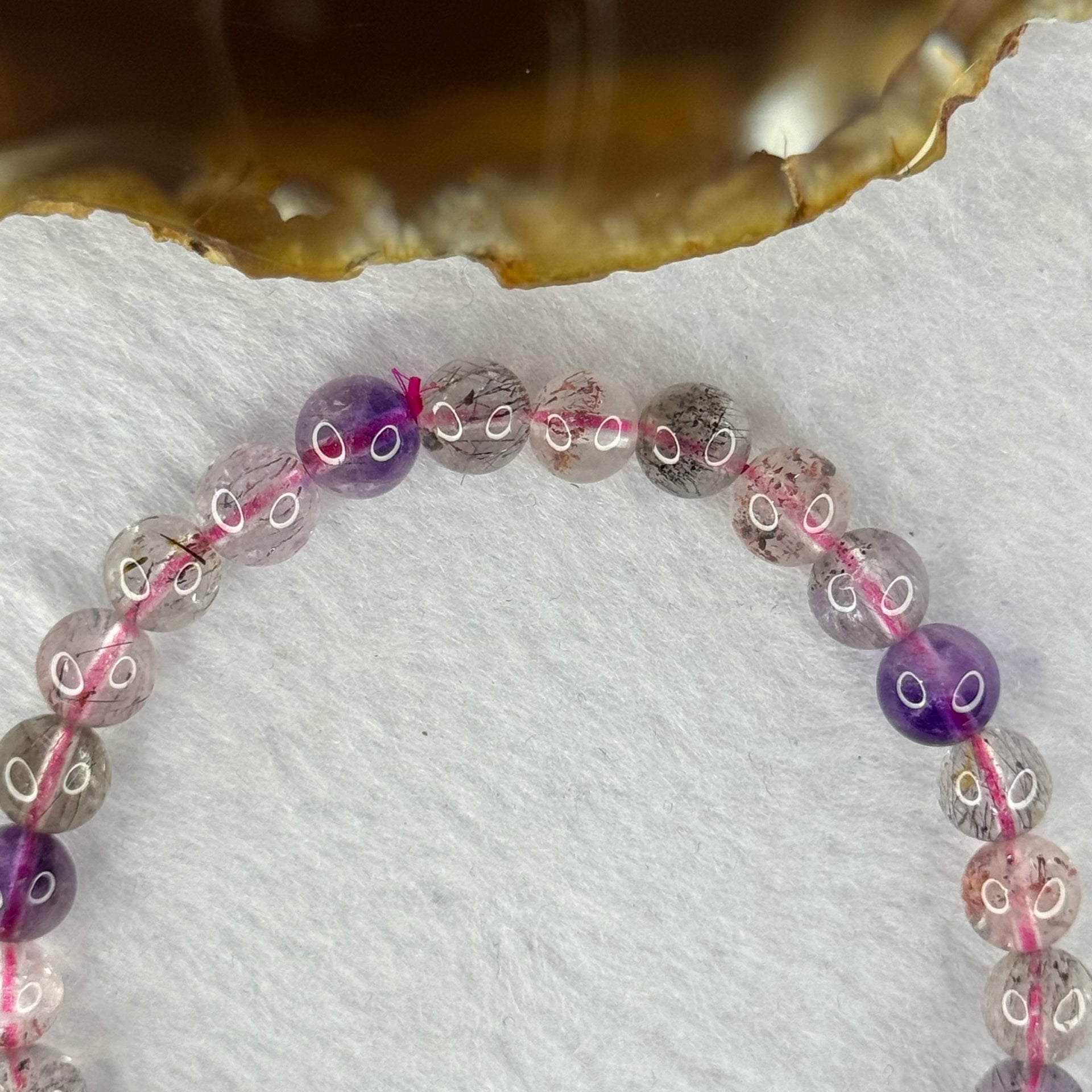 Above Average Grade Natural Super 7 Crystal Beads Bracelet 天然超级七水晶珠手链 11.92g 16cm 7.0mm 29 Beads - Huangs Jadeite and Jewelry Pte Ltd