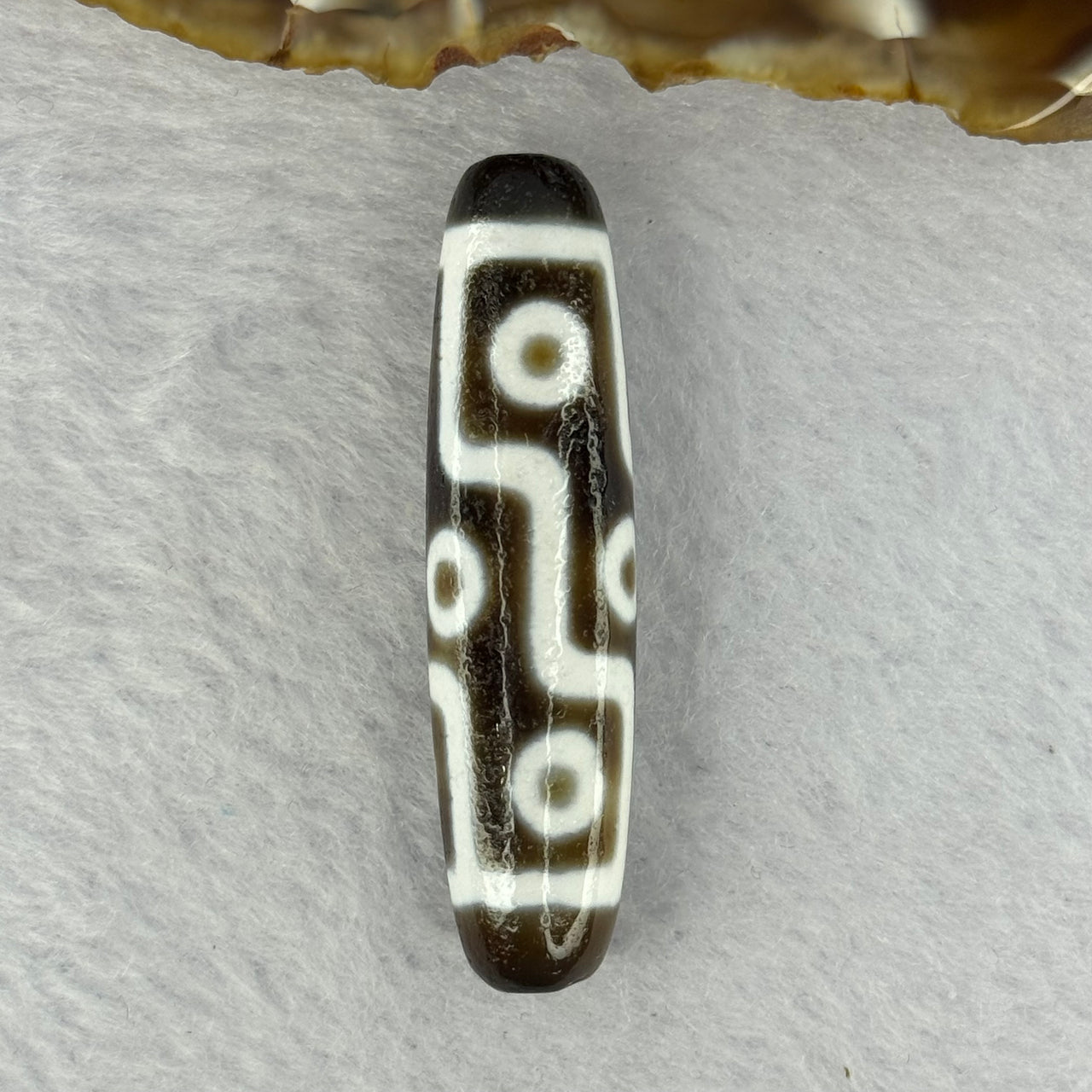 Natural Powerful Tibetan Old Oily Agate 9 Eyes Dzi Bead Heavenly Master (Tian Zhu) 九眼天诛 11.18g 48.8 by 12.3mm - Huangs Jadeite and Jewelry Pte Ltd