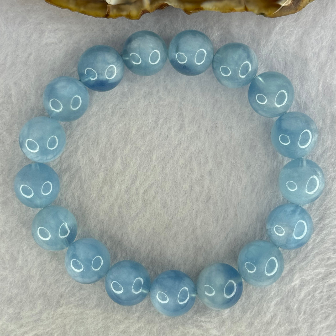 Natural Aquamarine Beads Bracelet 43.13g 18cm 12.4mm 17 Beads