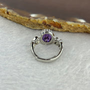 Purple Zircon Simulated Amethyst in PT950 Plated 925 Sliver Sliver Ring (Adjustable Size) 冰花爆闪浅紫色锆石仿真紫水晶椭圆形开口戒指 3.92g 9.4 by 7.5 by 5.2mm - Huangs Jadeite and Jewelry Pte Ltd