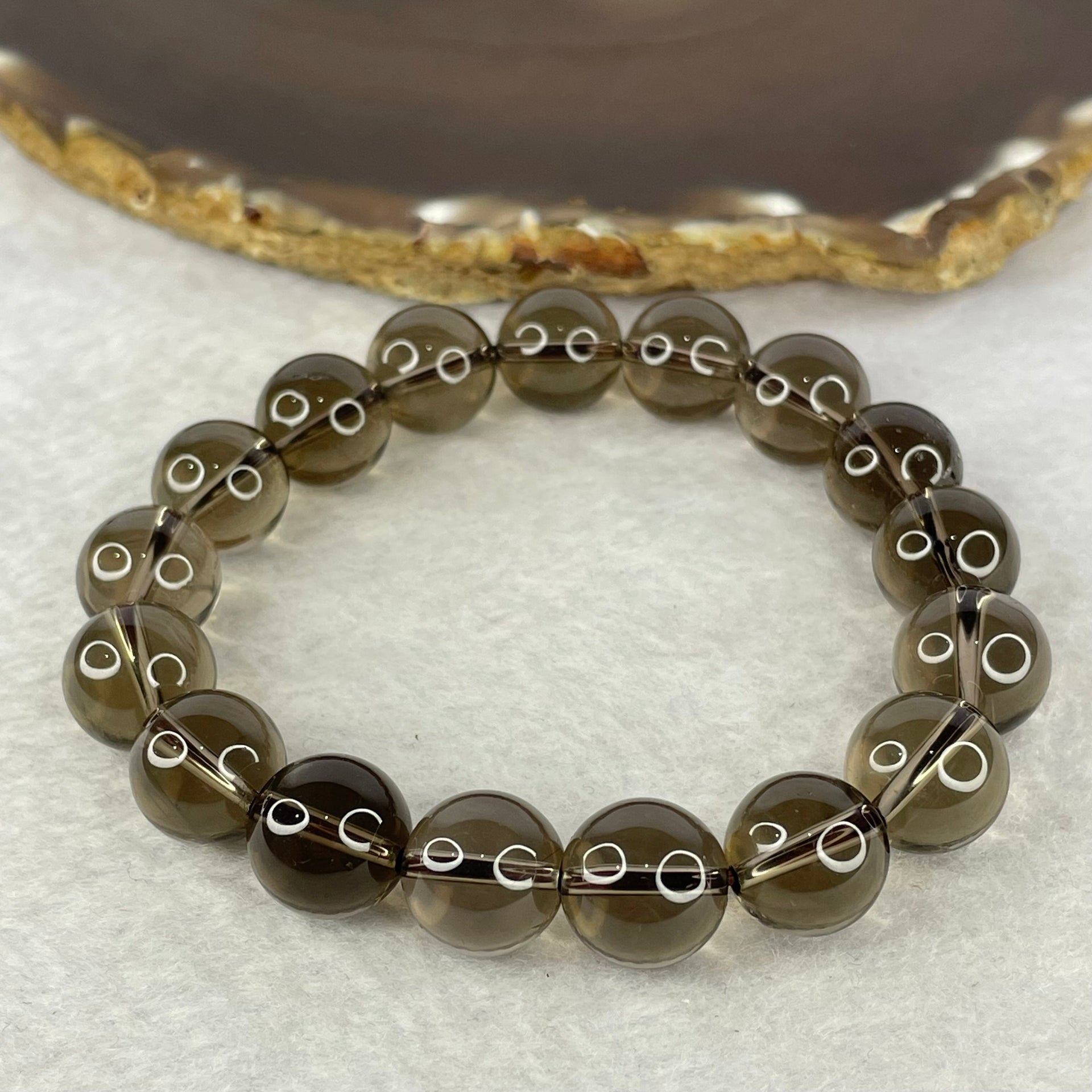 Natural Smoky Quartz Bracelet 42.19g 18cm 12.3mm 17 Beads - Huangs Jadeite and Jewelry Pte Ltd