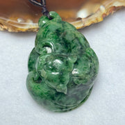 Type A Old Mine Green Piao Hua Jadeite Bat Pendent 28.33g 41.9 by 29.4 by 17.6mm - Huangs Jadeite and Jewelry Pte Ltd