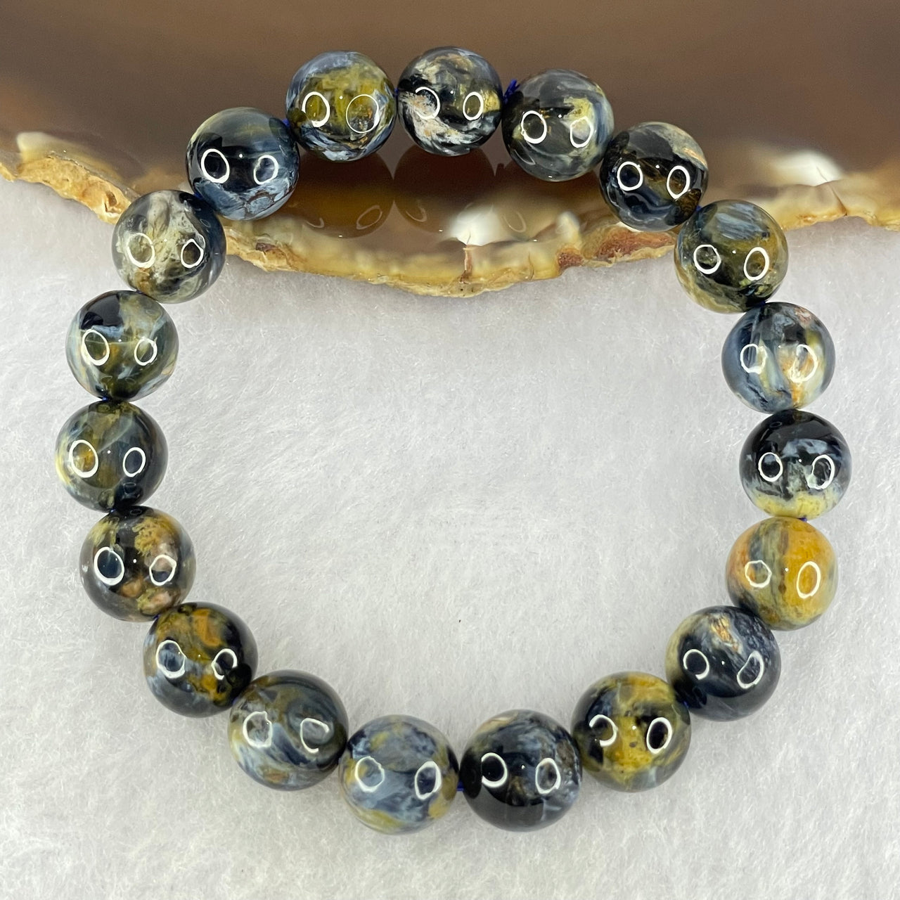 Good Grade Natural Petersite Beads Bracelet 25.85g 16cm 10.3mm 19 Beads