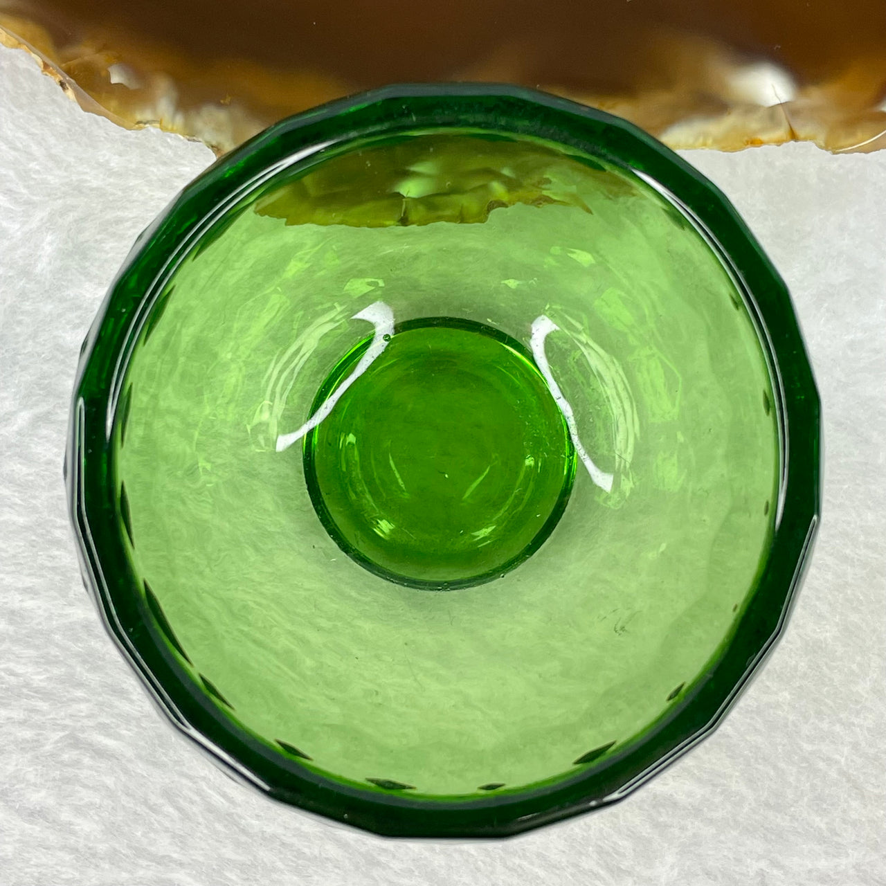 Green Bowl Luili Display 71.45g 60.7 by 35.3mm - Huangs Jadeite and Jewelry Pte Ltd