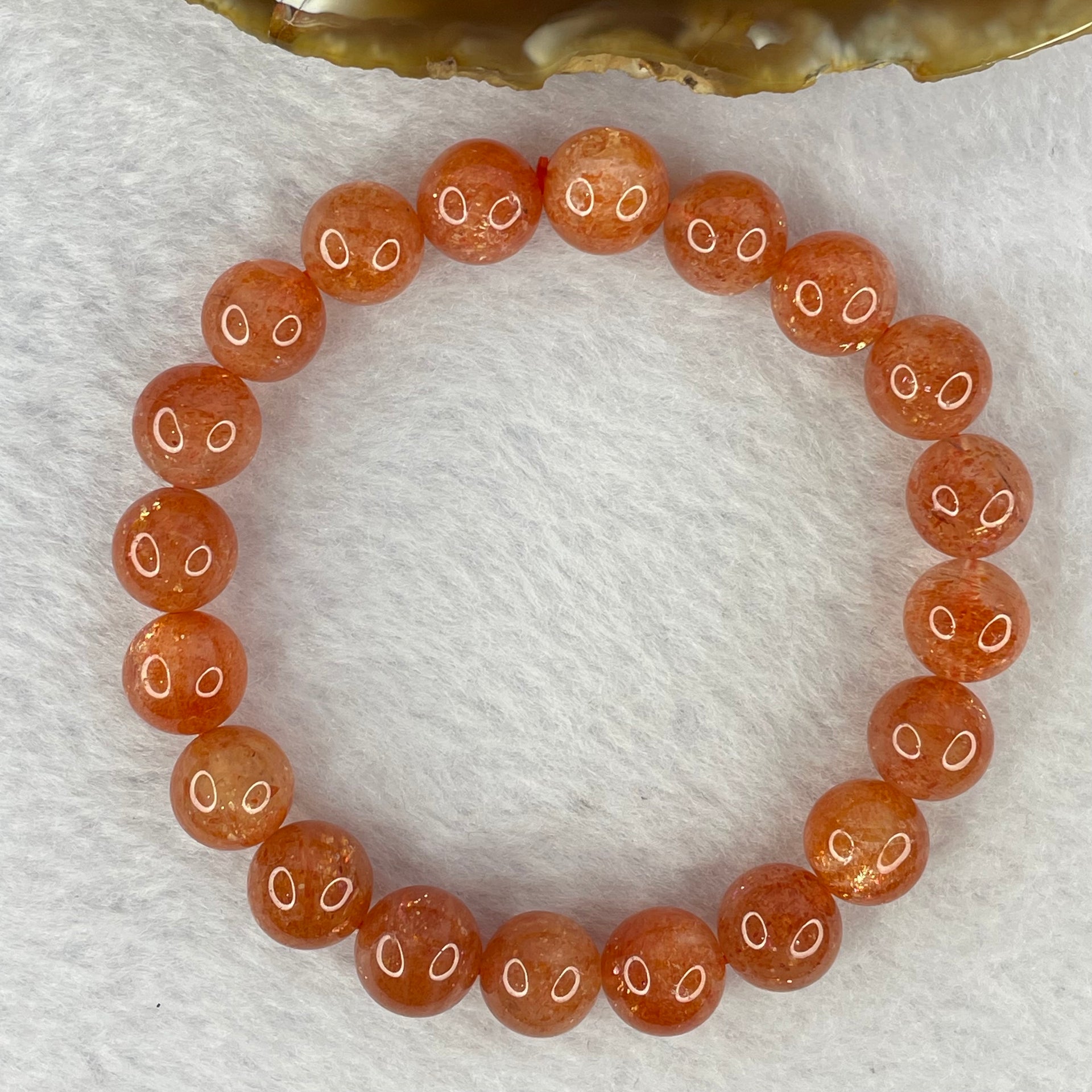 Good Grade Natural Sunstone, Heliolite and Aventurine Feldapar Beads Bracelet 天然金太阳日光石珠手链 24.39g 16cm 9.8 mm 20 Beads - Huangs Jadeite and Jewelry Pte Ltd