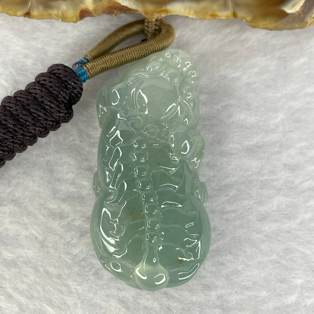 Type A Icy Jelly Sky Blue Jadeite Pixiu Pendant for Wealth and Protection 23.89g 42.8 by 20.9 by 12.7mm - Huangs Jadeite and Jewelry Pte Ltd