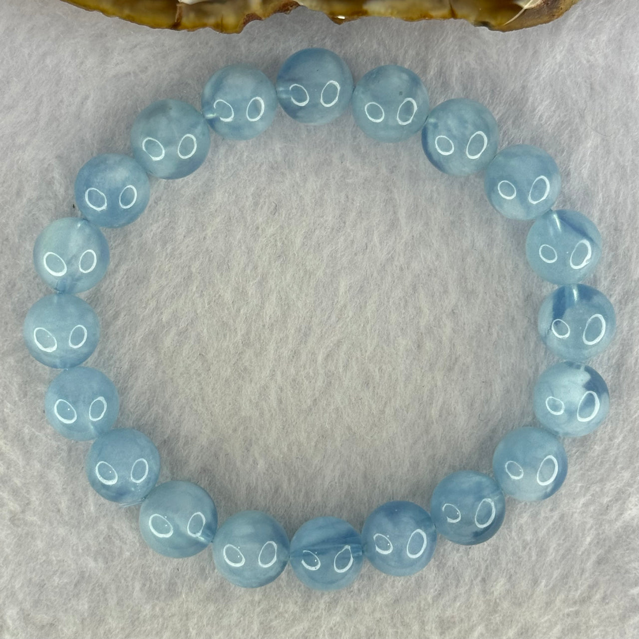 Natural Aquamarine Beads Bracelet 29.98g 17.5cm 10.3mm 20 Beads