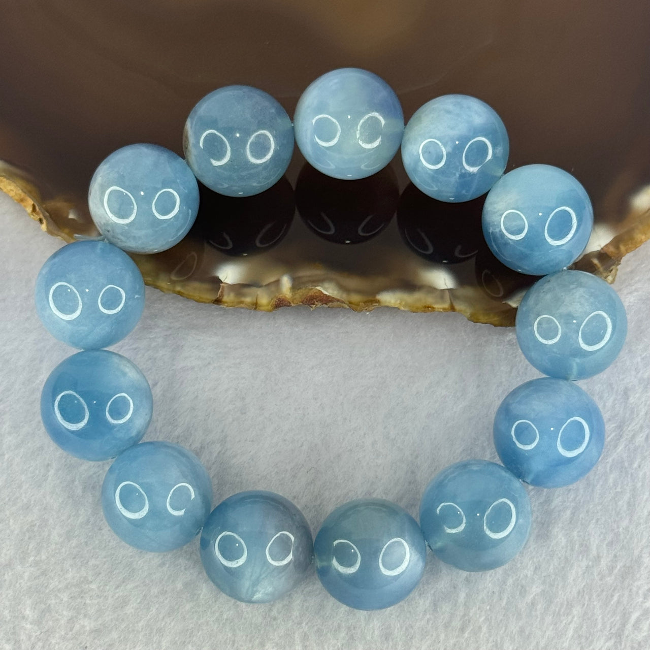 Natural Aquamarine Beads Bracelet 84.54g 19cm 16.8mm 13 Beads