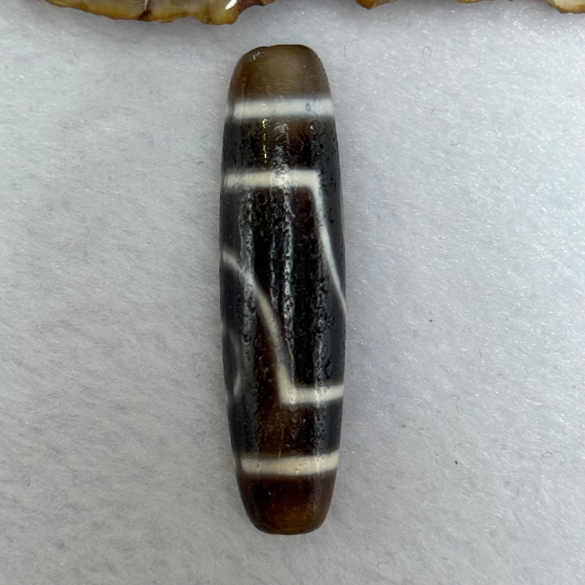 Natural Powerful Tibetan Old Oily Agate 2 Eyes Dzi Bead Heavenly Master (Tian Zhu) 二眼天诛 11.66g 48.0 by 12.6mm - Huangs Jadeite and Jewelry Pte Ltd