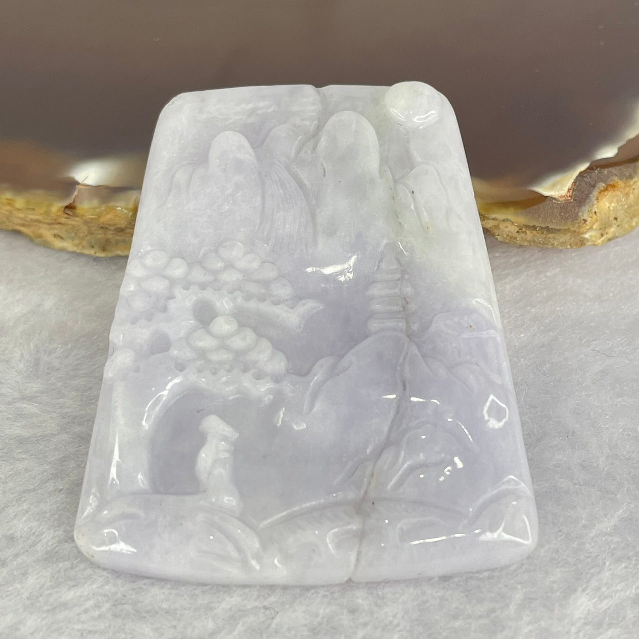 Type A Light Lavender Shan Shui Jadeite 69.52g 38.8 by 49.2 by 5mm - Huangs Jadeite and Jewelry Pte Ltd