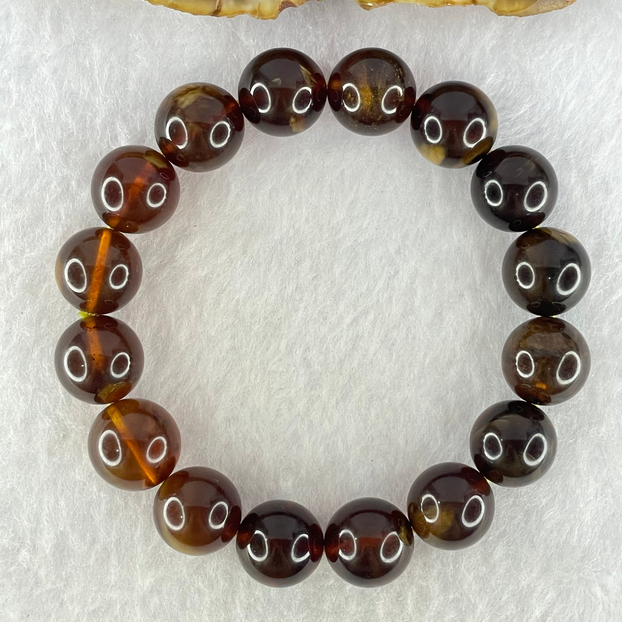 Natural Cognac Amber Beads Bracelet 17.69g 17cm 12.9mm 16 Beads