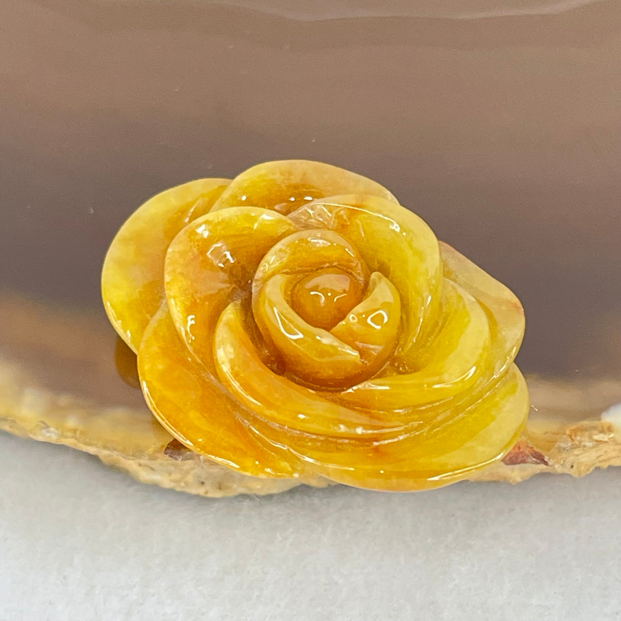 Type A Brownish Yellow Jadeite Flower Pendant 5.66g 27.7 by 20.1 by 8.4mm