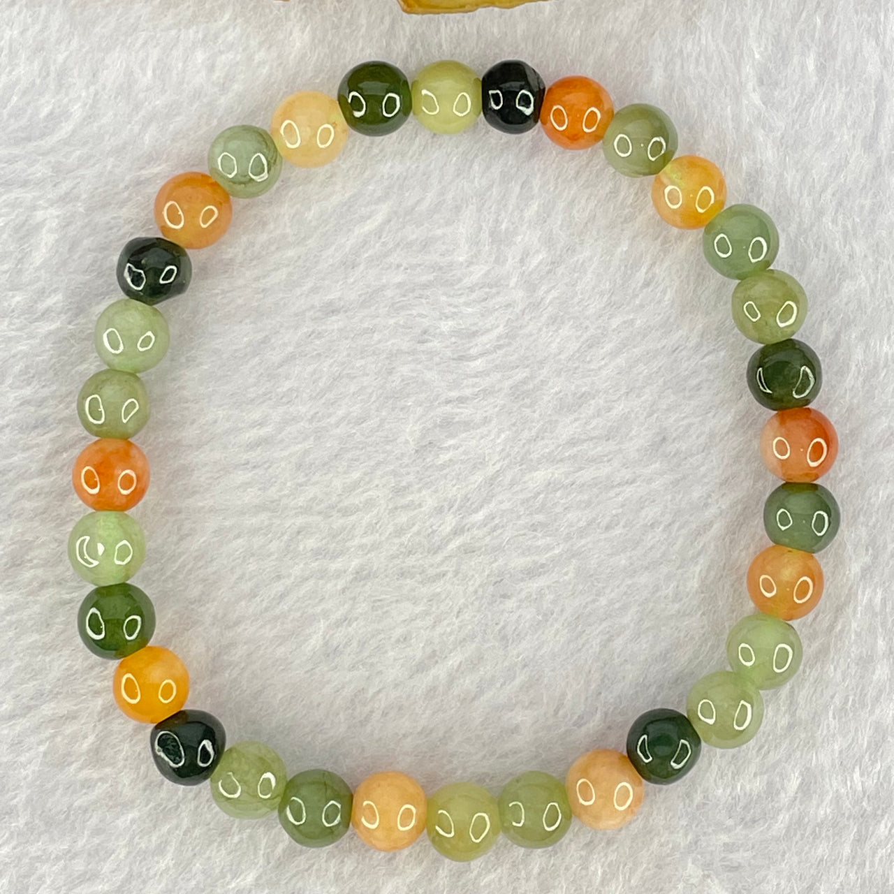 Type A Mixed Color Jadeite Beads Bracelet 10.19g 15cm 6.1mm 32 Beads