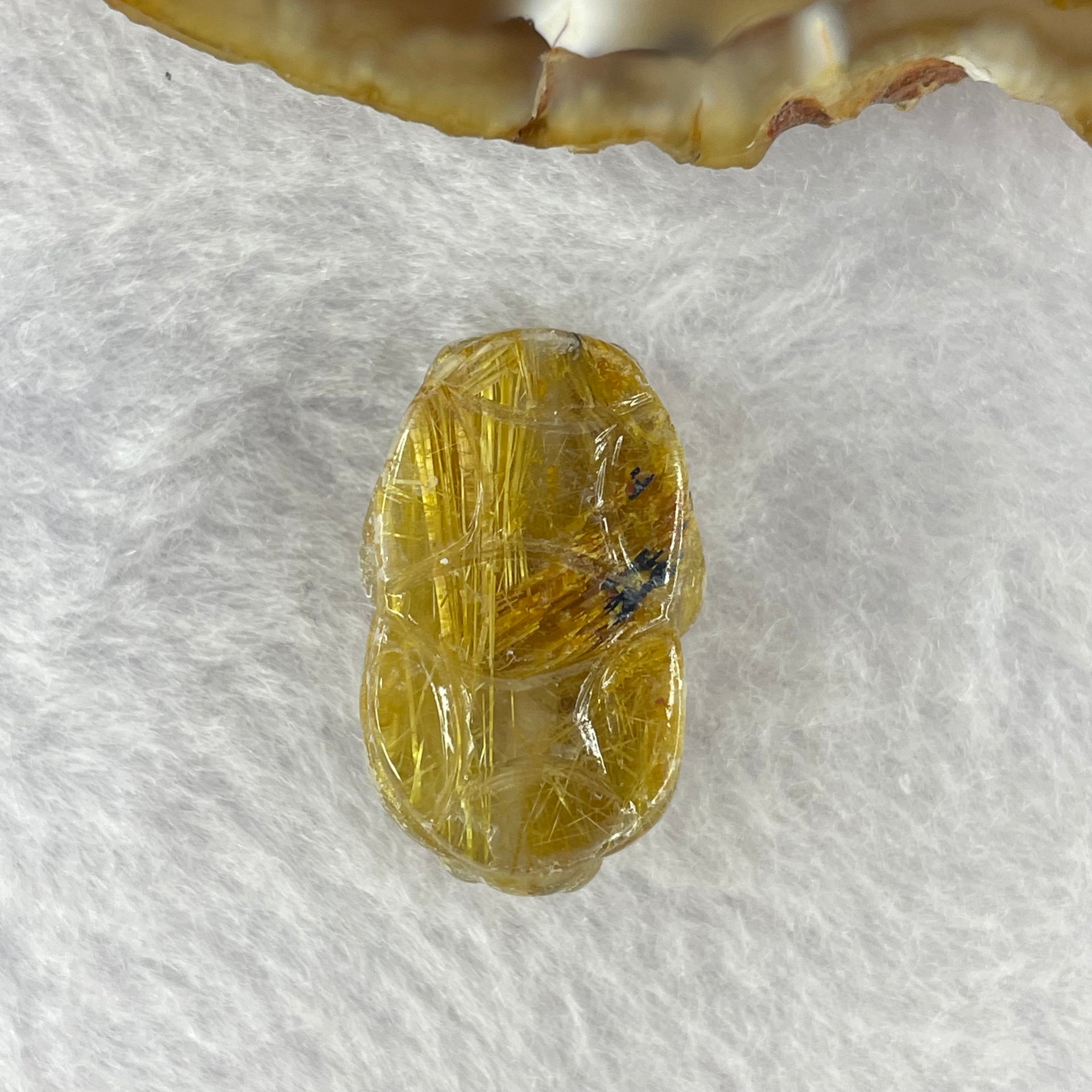 Above Average Grade Natural Golden Rutilated Quartz Pixiu Charm for Bracelet 天然金发水晶貔貅 5.01g 22.6 by 13.7 by 9.8mm - Huangs Jadeite and Jewelry Pte Ltd