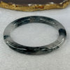 Transparent Colourless with Dark Black Grey Piao Hua Sodium Feldspar Jade Bangle 水沫玉手镯 Internal Diameter 58.6mm 34.68g 8.9 by 8.9mm