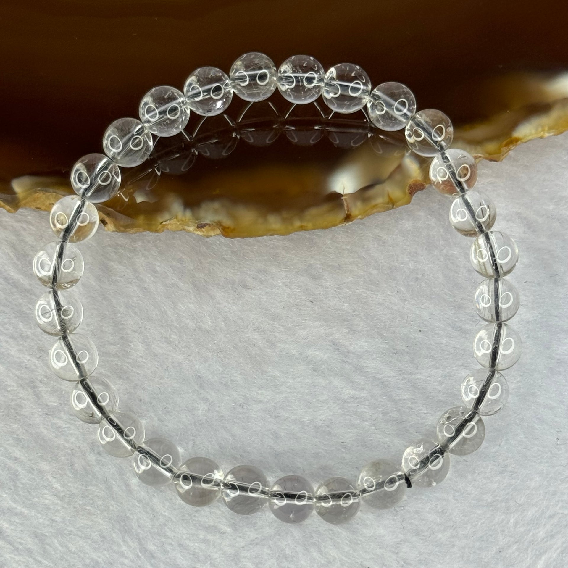 Natural Titanium Rutilated Clear Quartz 9.48g 14.5cm 6.4mm 29 Beads - Huangs Jadeite and Jewelry Pte Ltd