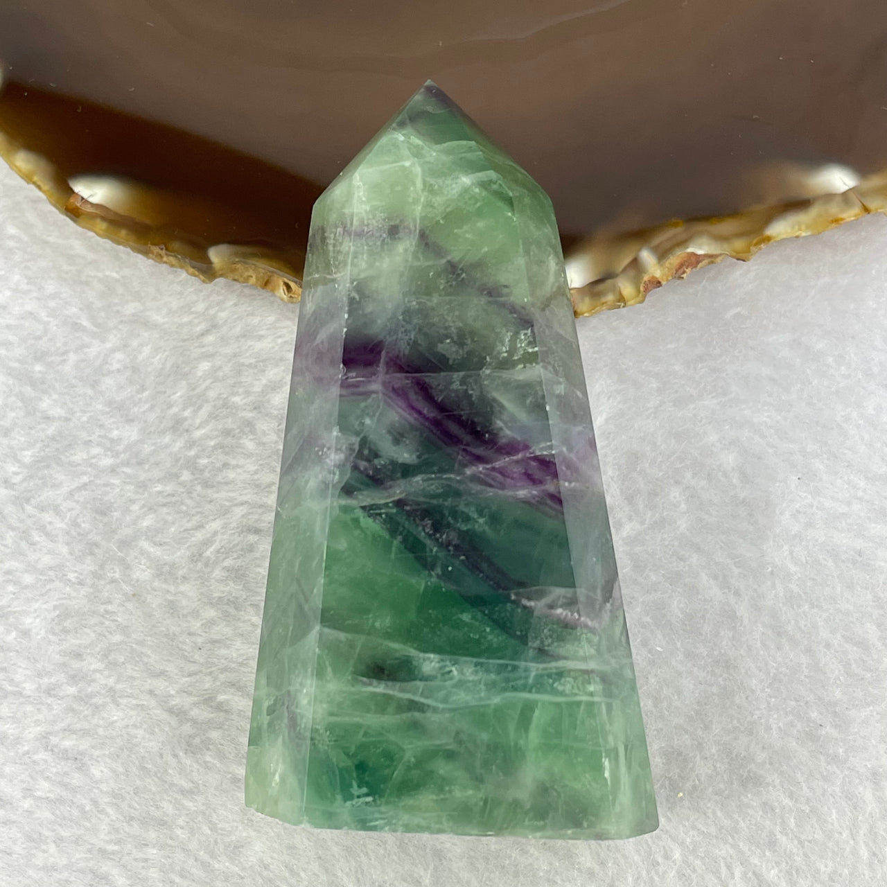 Natural Green and Purple Fluorite Mini Tower Display 173.32g 80.0 by 44.6 by 27.4mm - Huangs Jadeite and Jewelry Pte Ltd