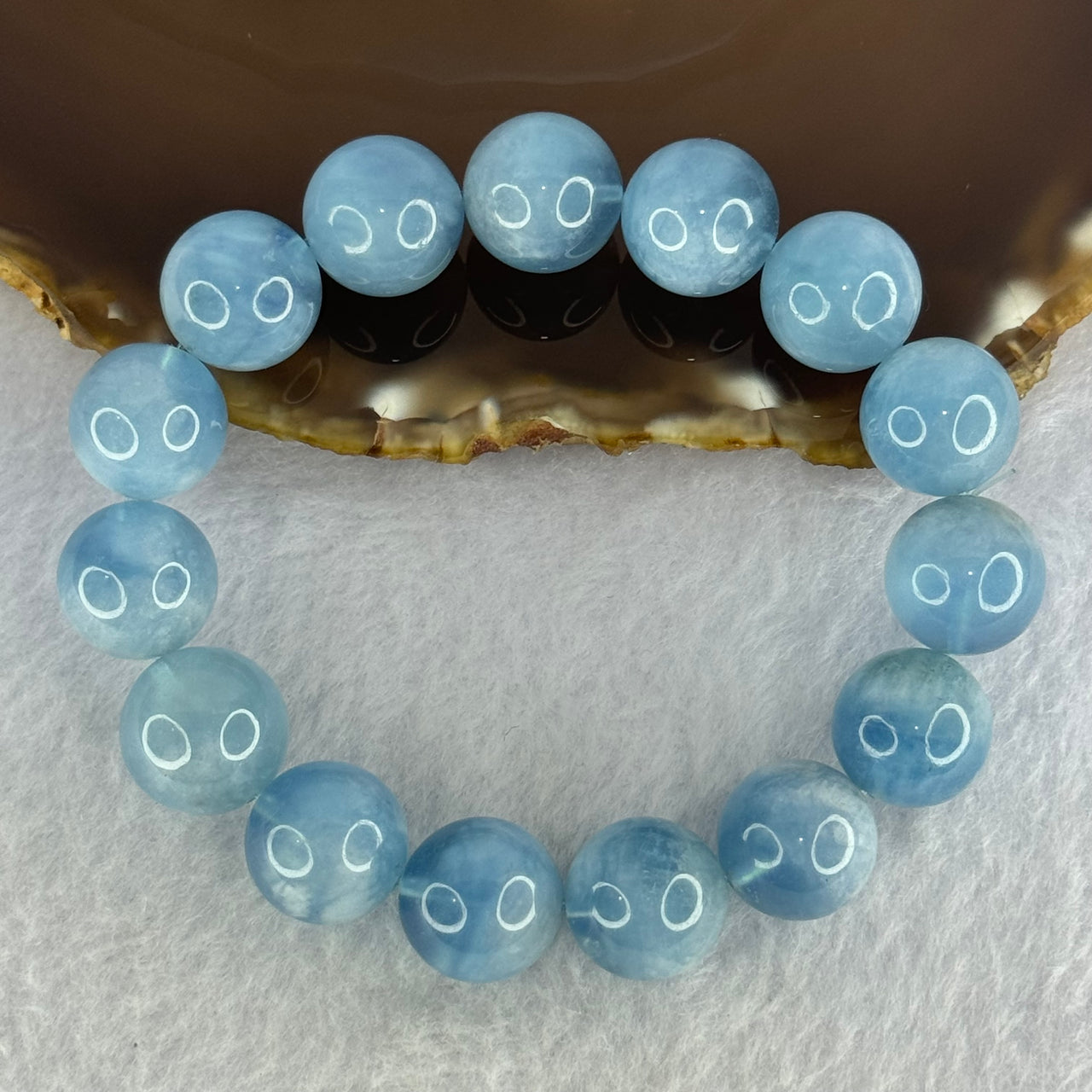 Natural Aquamarine Beads Bracelet 60.65g 18.5cm 14.5mm 15 Beads