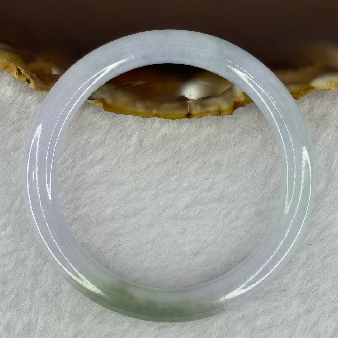 Type A Lavender with Green Patch Jadeite Bangle 15.28g Internal Diameter 42.7mm 5.7 by 6.3mm