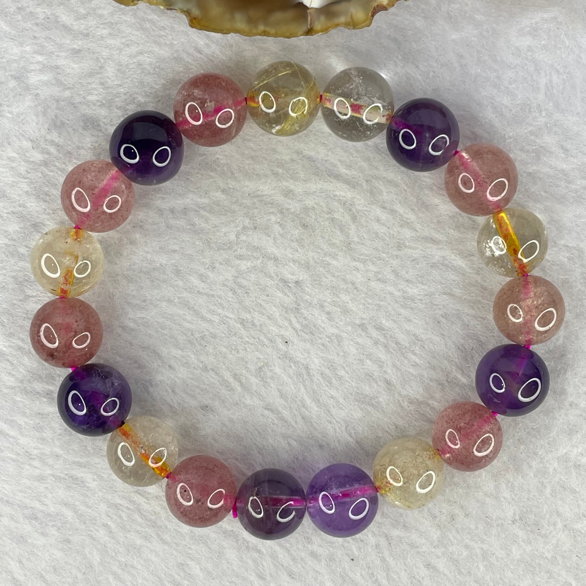 Natural Mixed Quartz Bracelet 29.38g 16.5cm 10.6mm 19 Beads - Huangs Jadeite and Jewelry Pte Ltd