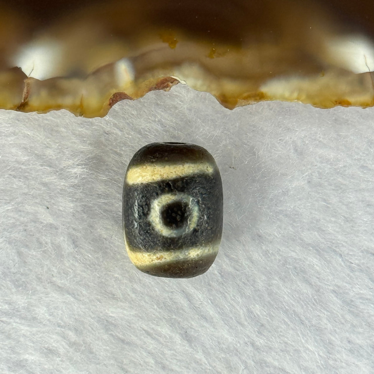 Natural Powerful Tibetan Old Oily Agate 2 Eyes Dzi Bead Heavenly Master (Tian Zhu) 二眼天诛 2.48g 13.9 by 10.6mm - Huangs Jadeite and Jewelry Pte Ltd