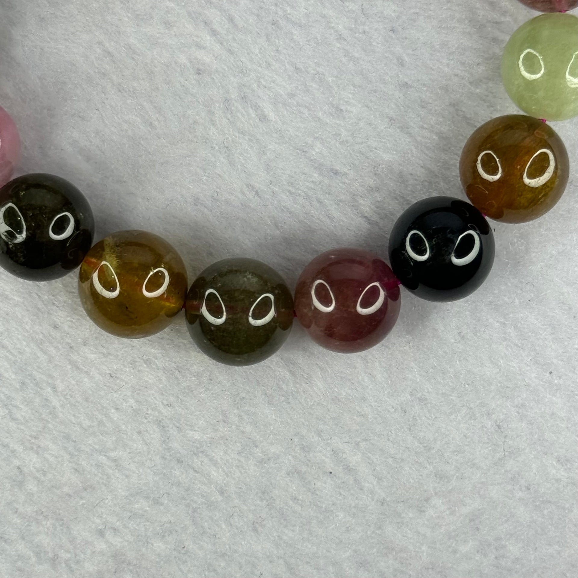 Good Grade Natural Tourmaline Beads Bracelet 好的天然碧玺珠手链 45.17g 17.5cm 11.9mm 17 Beads - Huangs Jadeite and Jewelry Pte Ltd