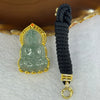 18K Yellow Gold Type A Icy Blueish Green Jadeite Guan Yin Pendent with FREE S925 Silver in Yellow Gold Color Necklace 6.04g 37.9 by 25.3 by 2.5mm - Huangs Jadeite and Jewelry Pte Ltd