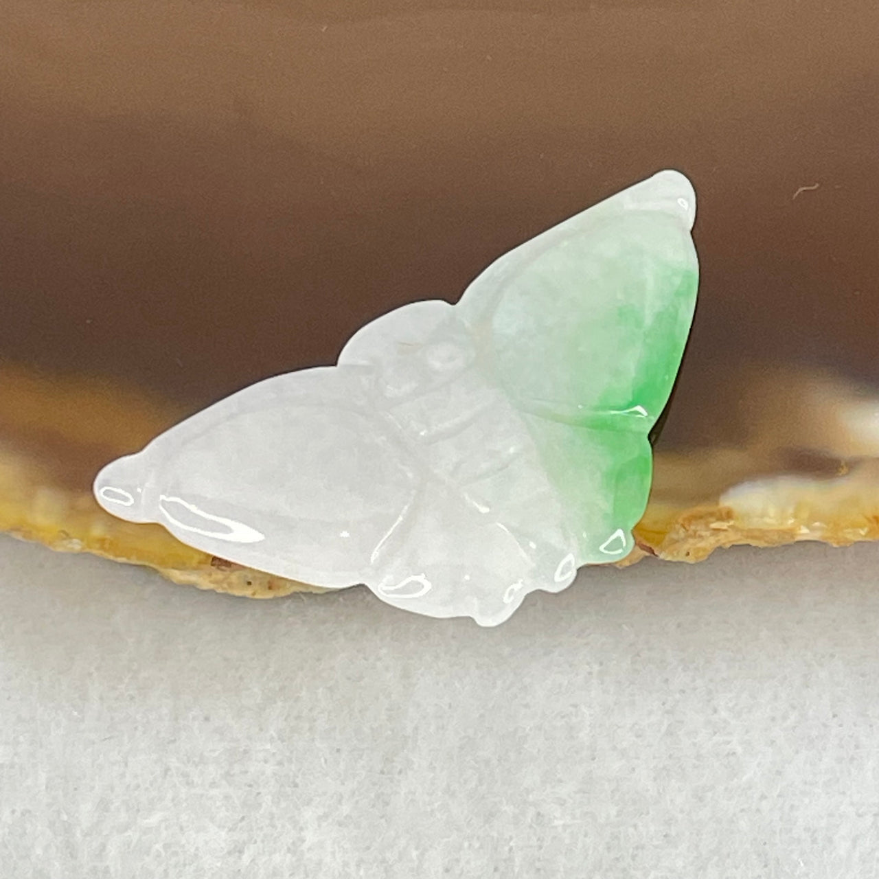 Type A Faint Lavender with Green Patches Jadeite Butterfly Charm/Pendant 3.38g 34.7 by 17.8 by 3.3mm