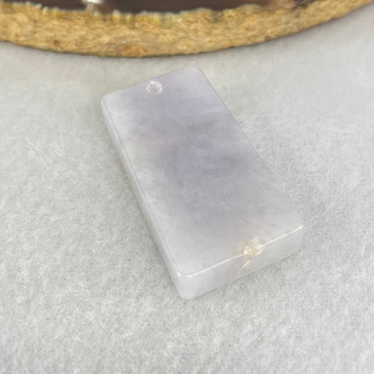 Type A Deep Lavender Jadeite Rectangle Wu Shi Pai Pendant 12.01g 31.8 by 17.6 by 6.9mm (Very Slight External Rough)