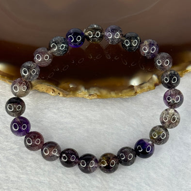 Very Good Grade Natural Transparent Dark Black Super 7 Beads Bracelet 非常好的等级天然透明深黑色超级七珠手链 天然紫超七手链 17.73g 15.5cm 8.4mm 23 Beads