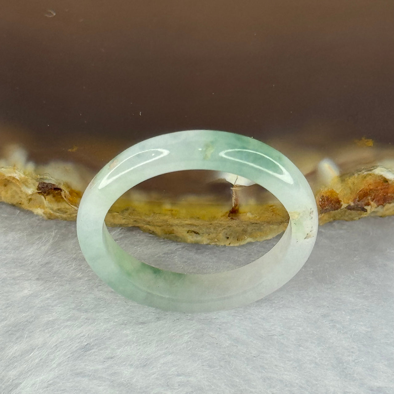 Type A Semi Icy Light Green with Blueish Green Patches Jadeite Ring 1.89g 4.1 by 2.9mm US8 HK 17.5 (External Roughs)