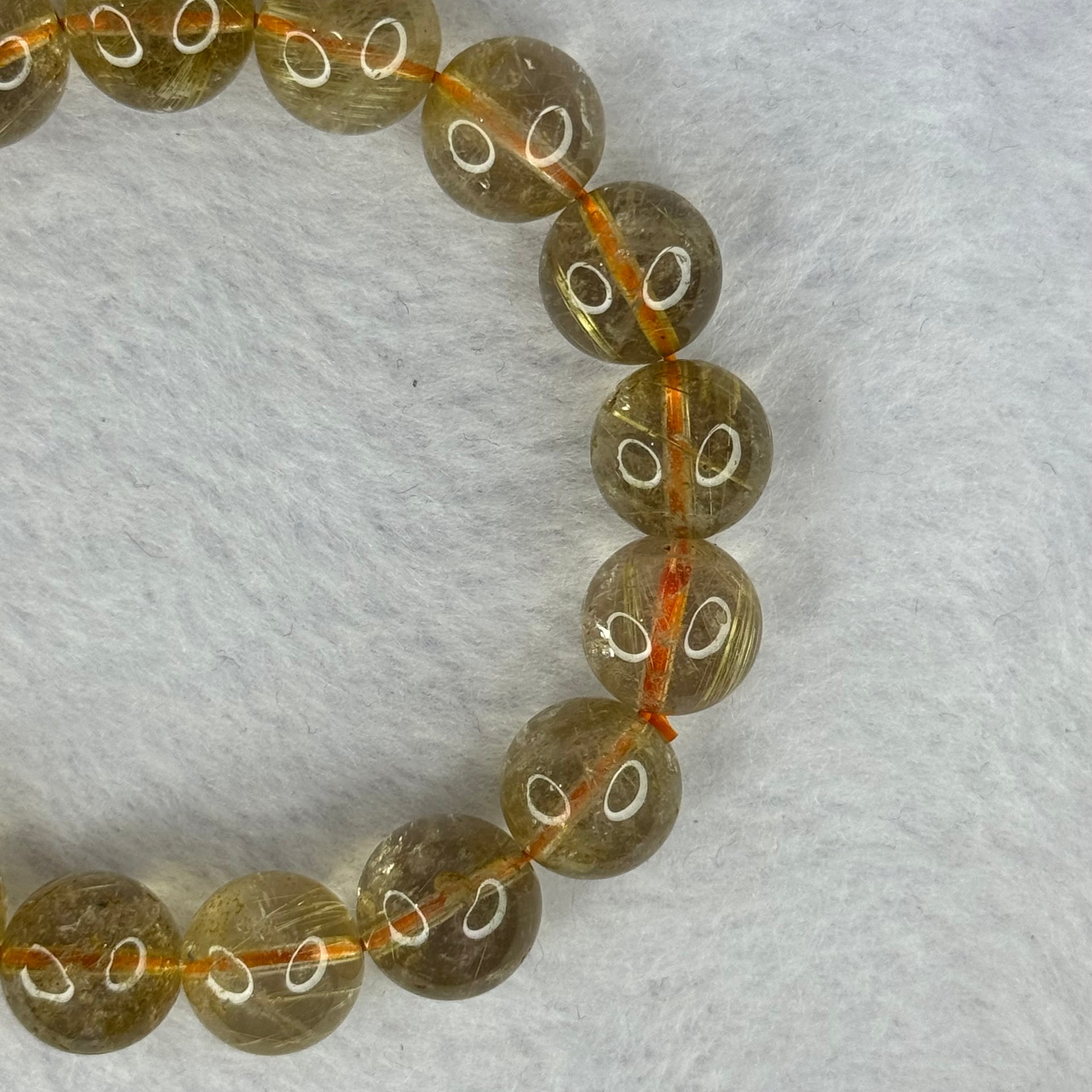 Natural Golden Rutilated Quartz Beads 天然金发水晶手链 41.16g 17.5mm 12.3mm 17 Beads - Huangs Jadeite and Jewelry Pte Ltd