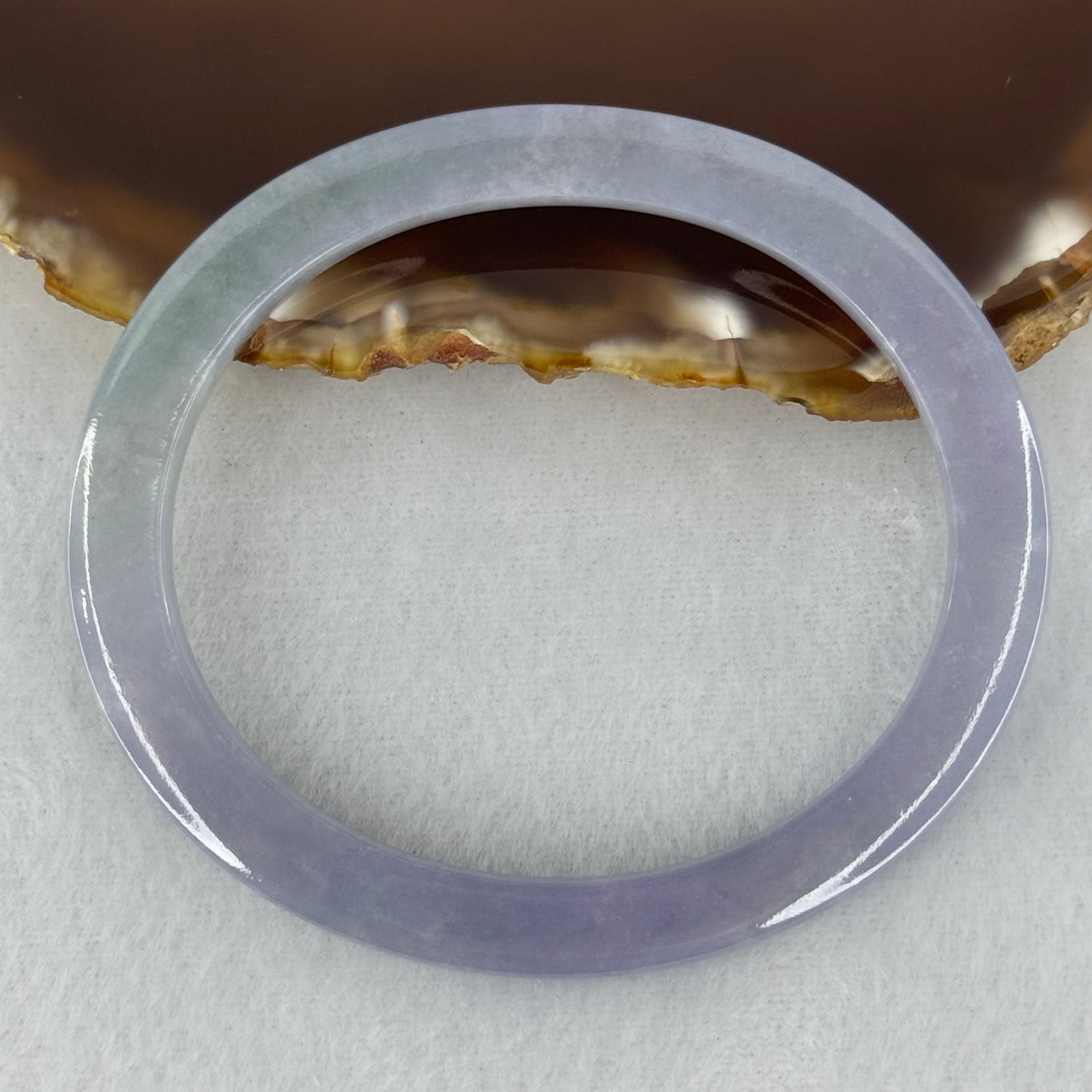 Type A Deep Lavender with Green  Patches Jadeite Oval Bangle Internal Diameter 56.2mm 23.90g 5.6 by 7.9mm (Close to Perfect)