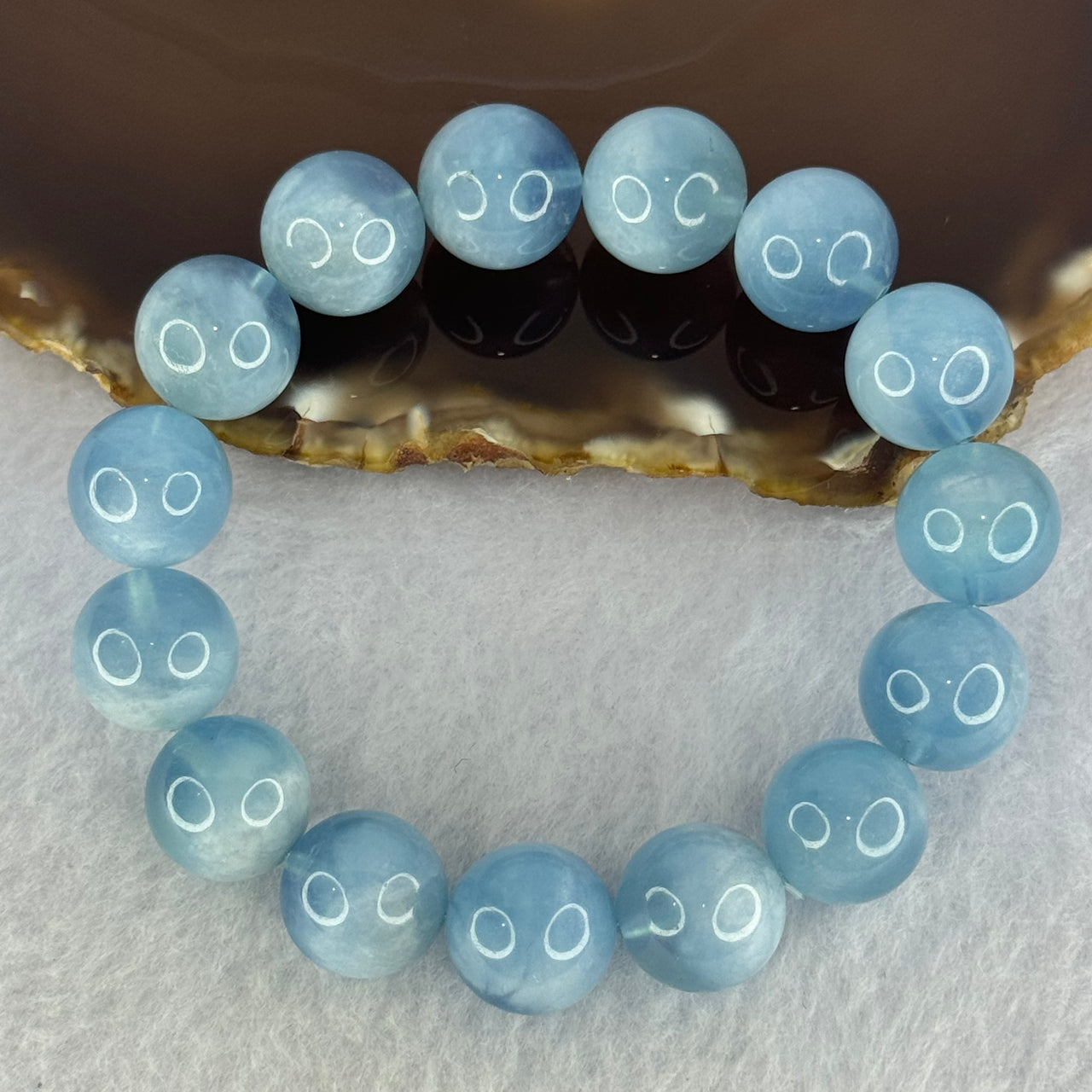 Natural Aquamarine Beads Bracelet 53.07g 17cm 13.7mm 15 Beads