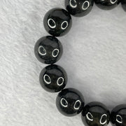 Type A Slightly Translucent Black Grey Wuji Jadeite Beads Bracelet A货半透明黑灰无极翡翠珠手链 106.37g 16.4mm 14 Beads - Huangs Jadeite and Jewelry Pte Ltd