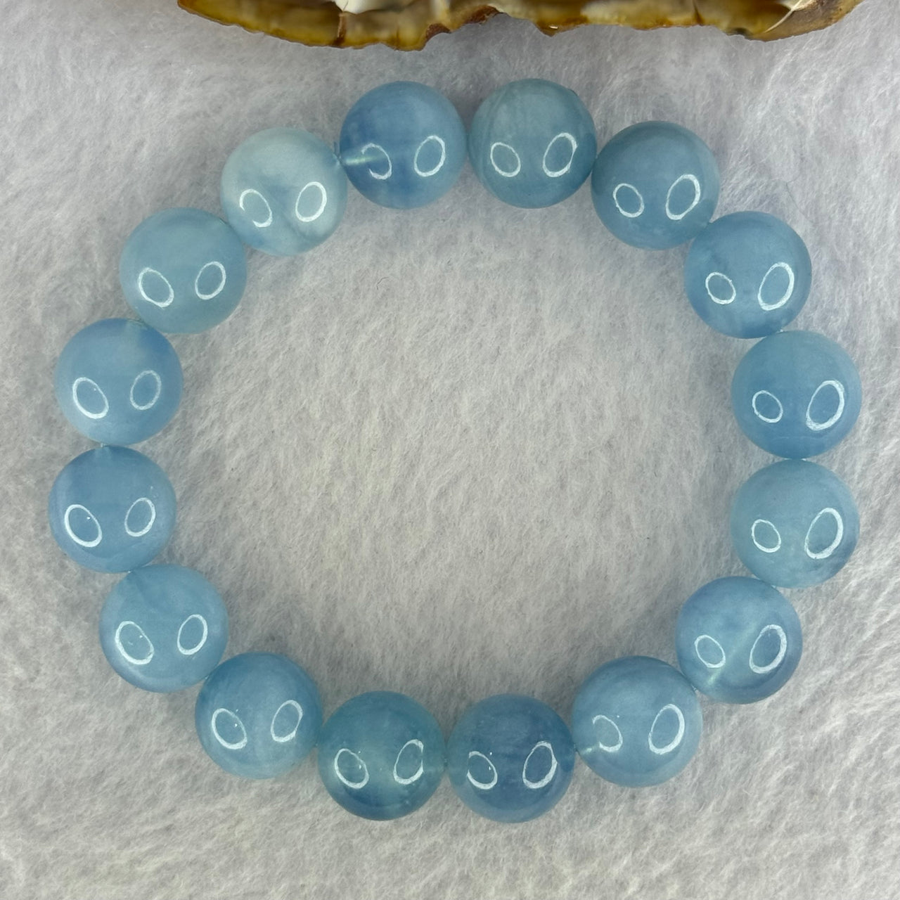 Natural Aquamarine Beads Bracelet 49.96g 18cm 13.2mm 16 Beads