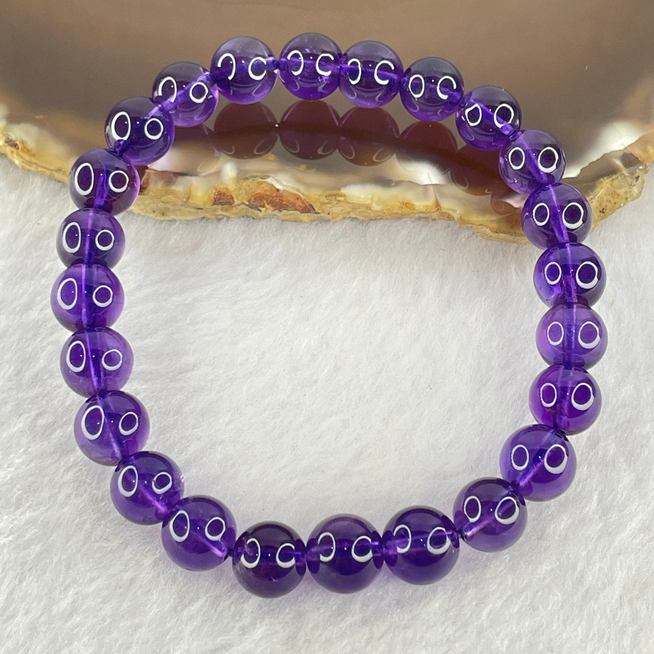 Very Good Grade Natural Amethyst Bracelet 18.19g 16cm 8.4mm 24 Beads