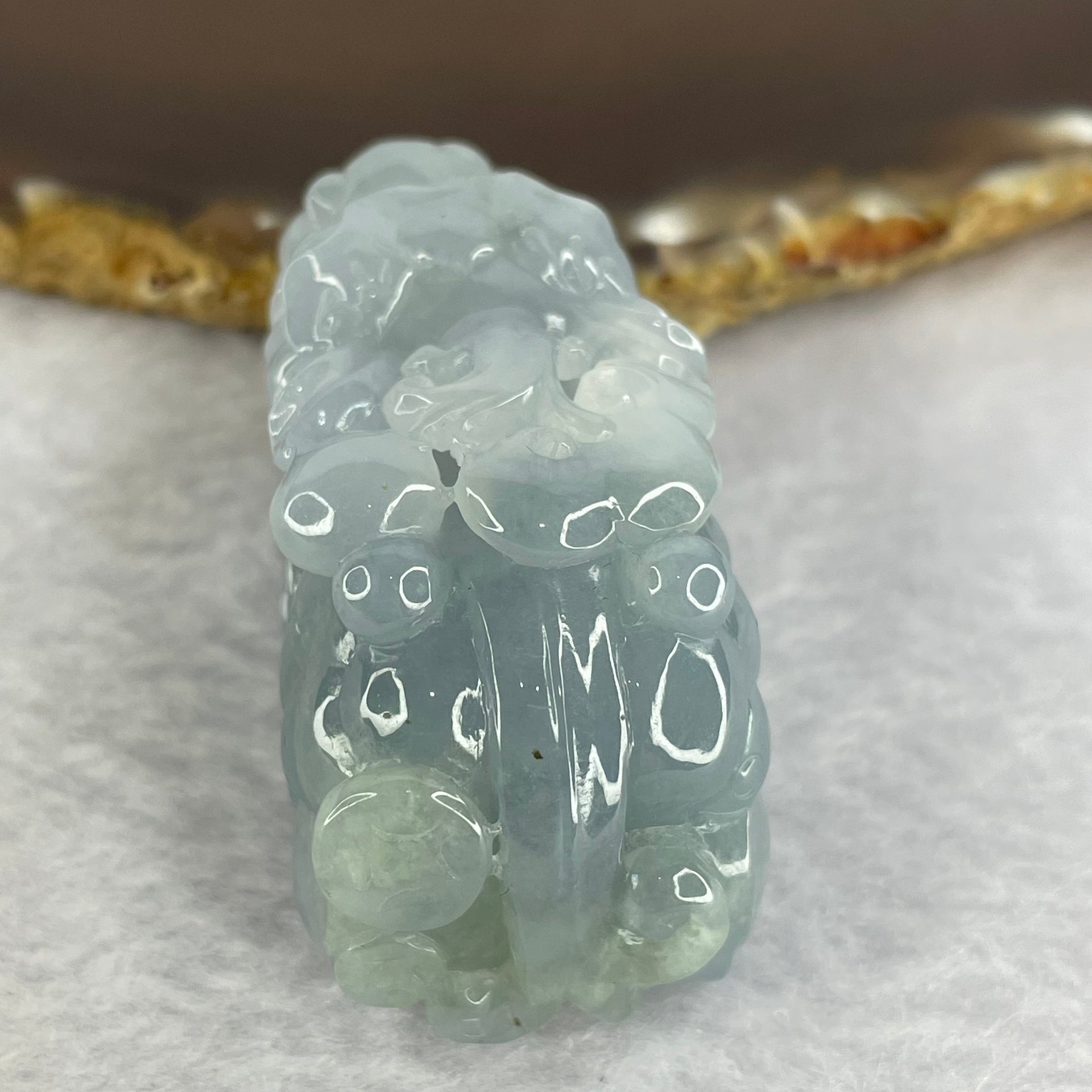 Grand Master Deep Intense Sky Blue Jadeite Pixiu 82.04g 50.6 by 25.7 by 29.2mm - Huangs Jadeite and Jewelry Pte Ltd