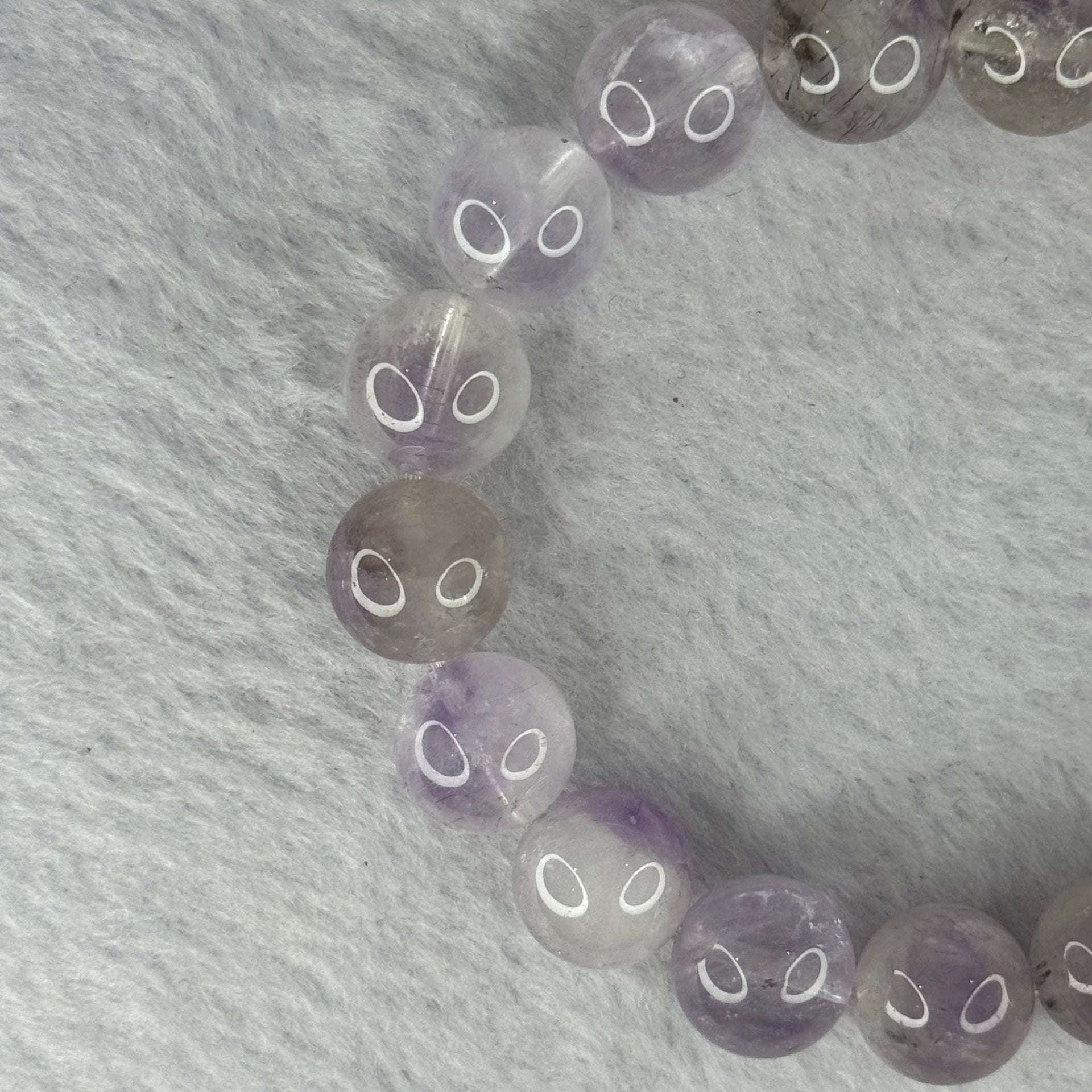 Natural Super 7 Amethyst Beads Bracelet 天然紫超七手链 42.42g 18cm 12.4mm 17 Beads - Huangs Jadeite and Jewelry Pte Ltd