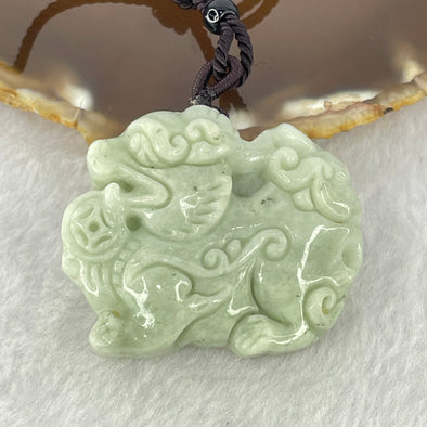 Type A Light Green Jadeite Pixiu Pendant 42.61g 37.7 by 44.9 by 15.4mm