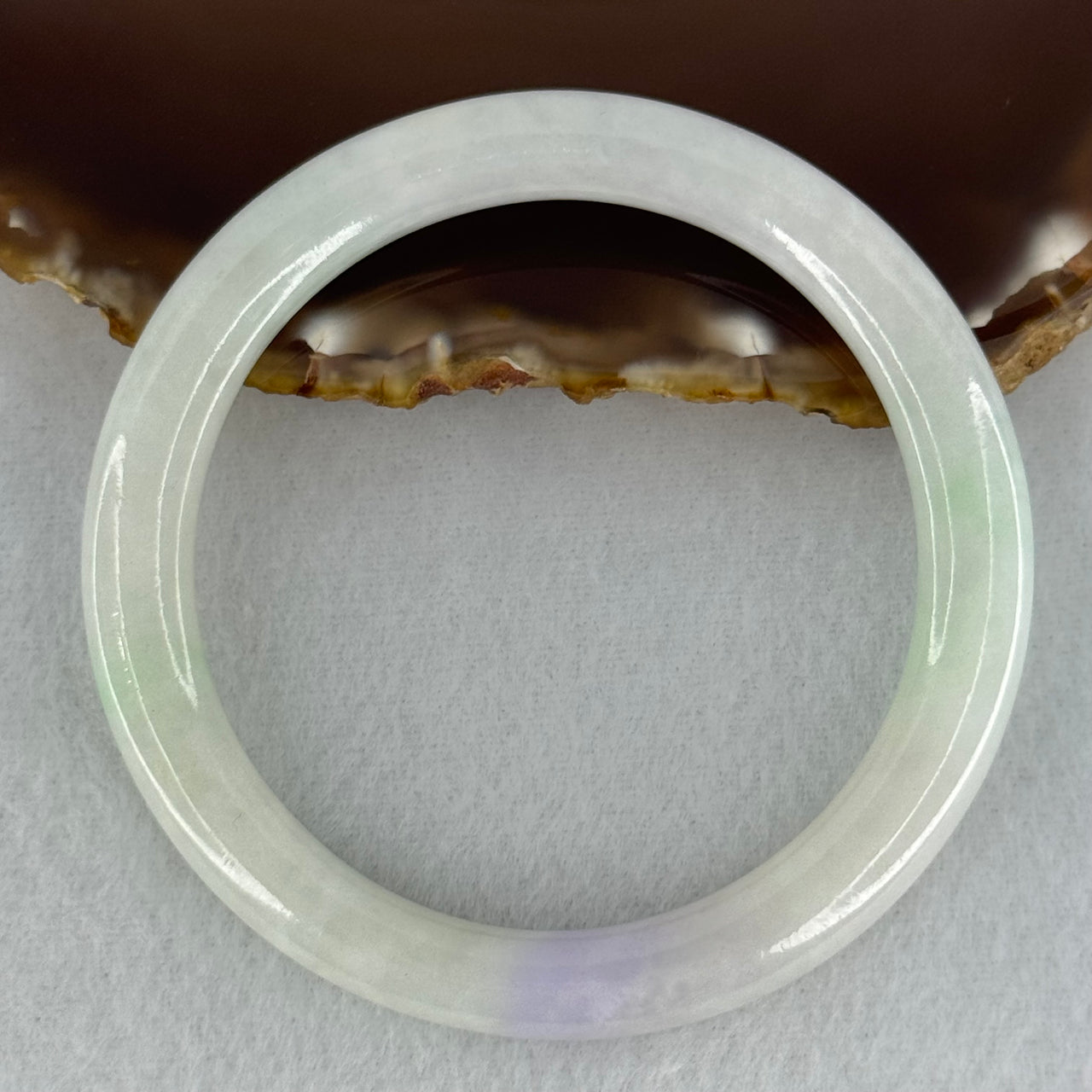 Type A Faint Green with Lavender Jadeite Bangle Internal Diameter 55.8mm 34.03g 7.4 by 8.7mm (Slight Internal Lines)