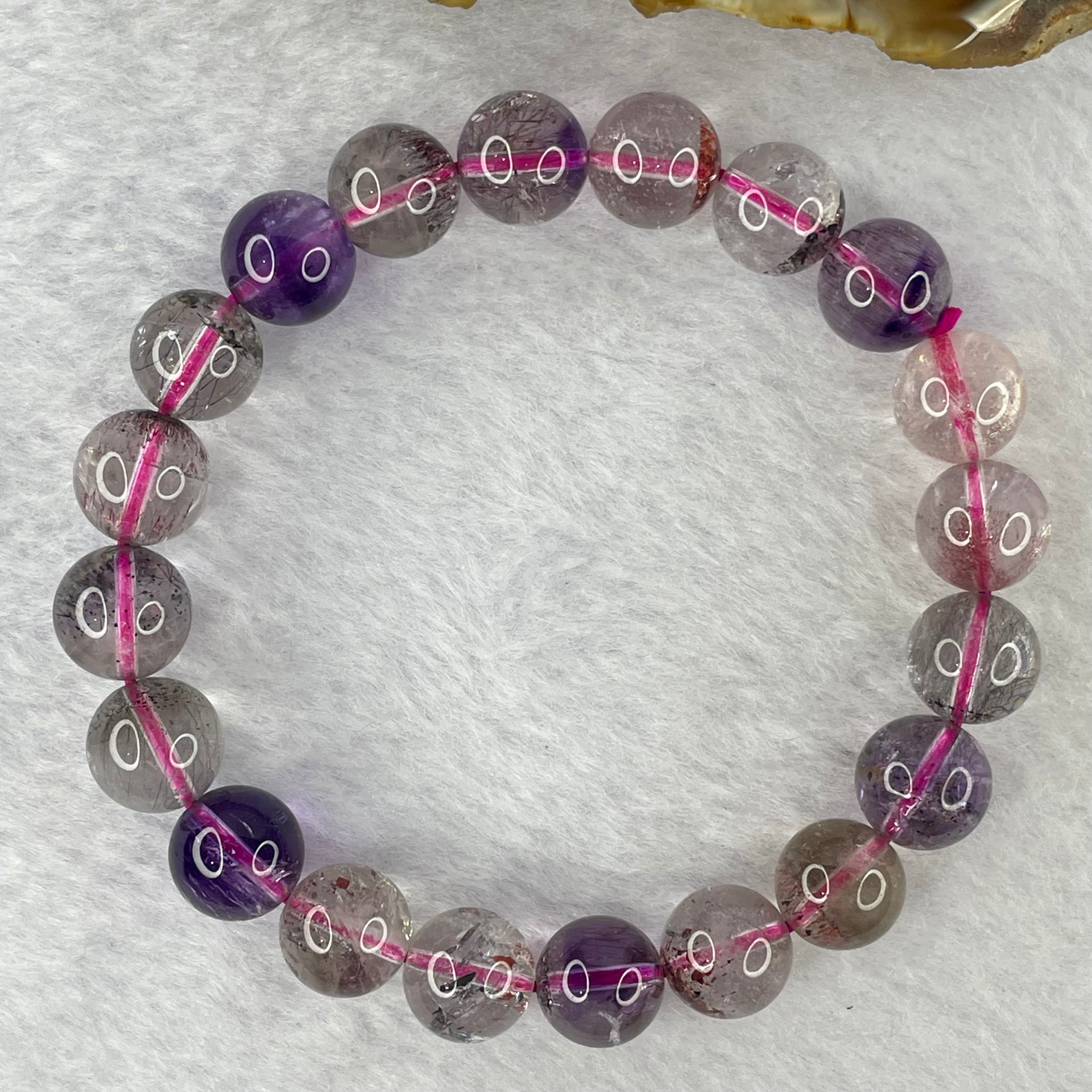 Above Average Grade Natural Super 7 Crystal Beads Bracelet 天然超级七水晶珠手链 29.25g 17.5cm 10.4mm 20 Beads - Huangs Jadeite and Jewelry Pte Ltd