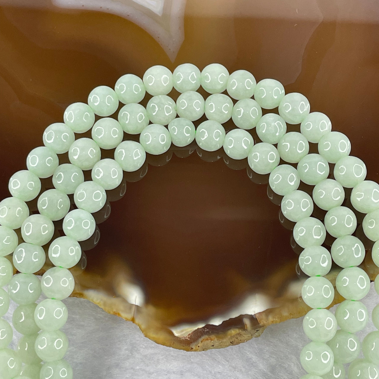 Type A Light Green Jadeite 108 beads necklace 56.72g 6.8mm - Huangs Jadeite and Jewelry Pte Ltd