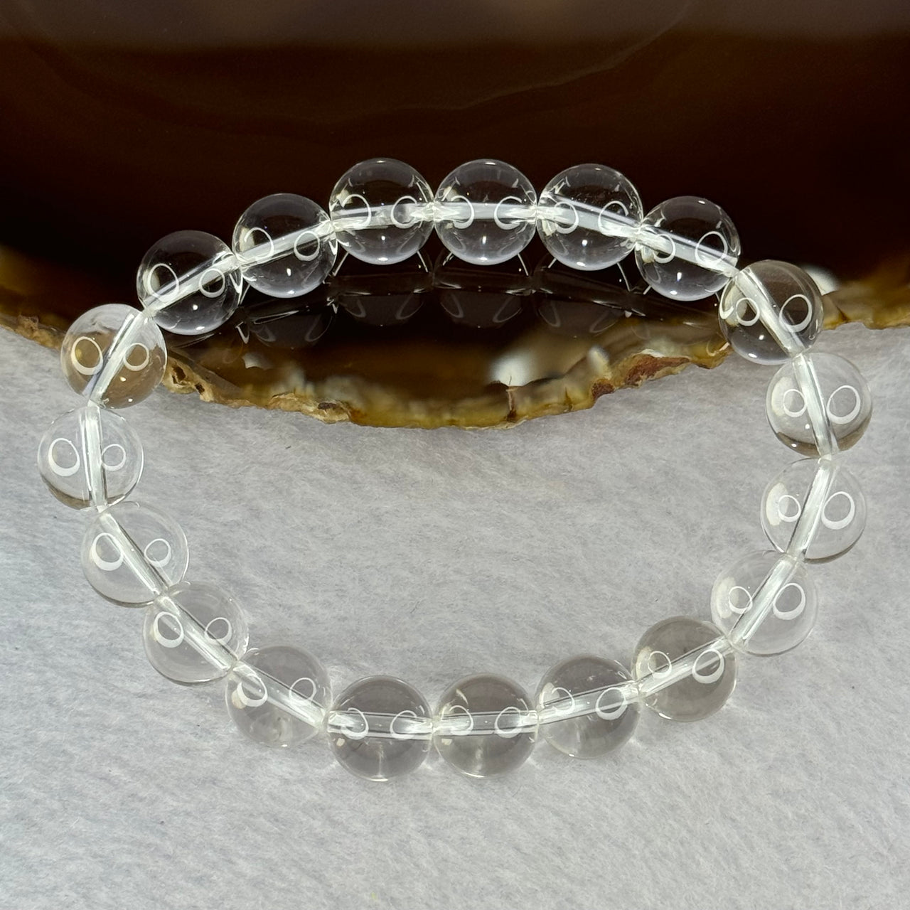 Natural Clear Quartz Bracelet 天然白水晶手链 30.65g 17cm 10.6mm 19 Beads