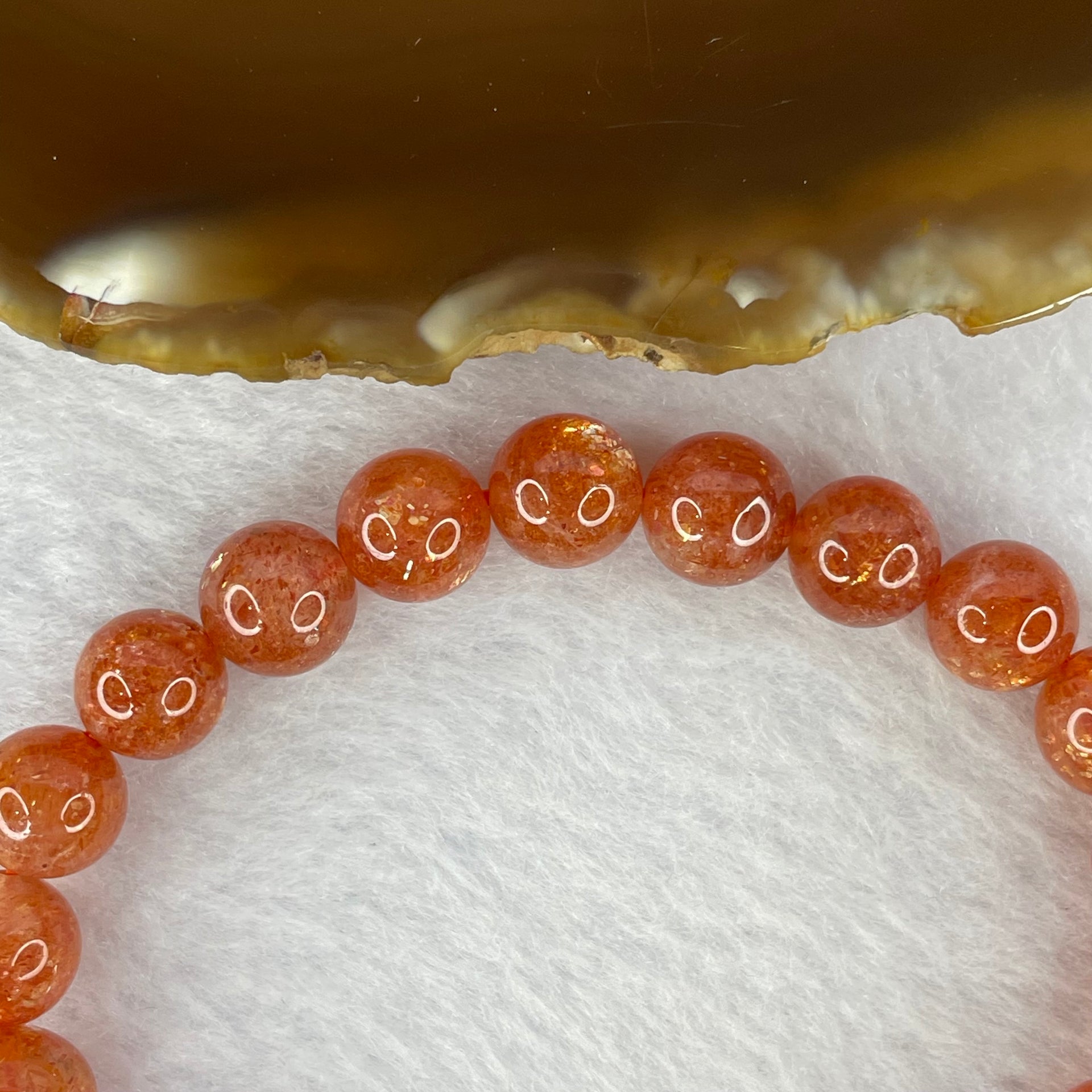 Good Grade Natural Sunstone, Heliolite and Aventurine Feldapar Beads Bracelet 天然金太阳日光石珠手链 19.29g 16cm 9.0mm 22 Beads - Huangs Jadeite and Jewelry Pte Ltd